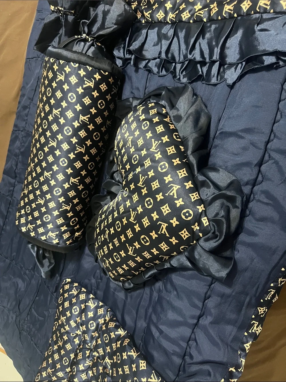 Navy blue & Gold Printed Comforter Set - Designer-Inspired Bedding